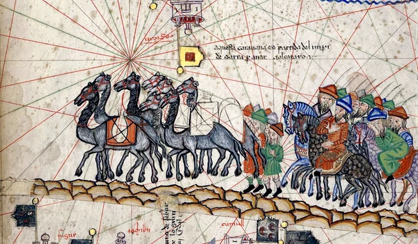 Caravană pe Drumul Mătăsii. Miniatură medievală (© Gallica Digital Library)