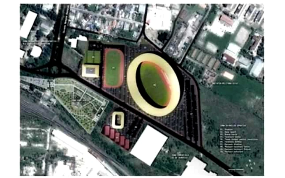 Macheta viitorului stadion care va fi construit lângă Dâmboviţa Mall