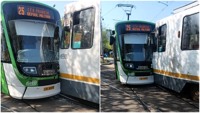 Două tramvaie s-au ciocnit în Capitală, la Eroii Revoluției.