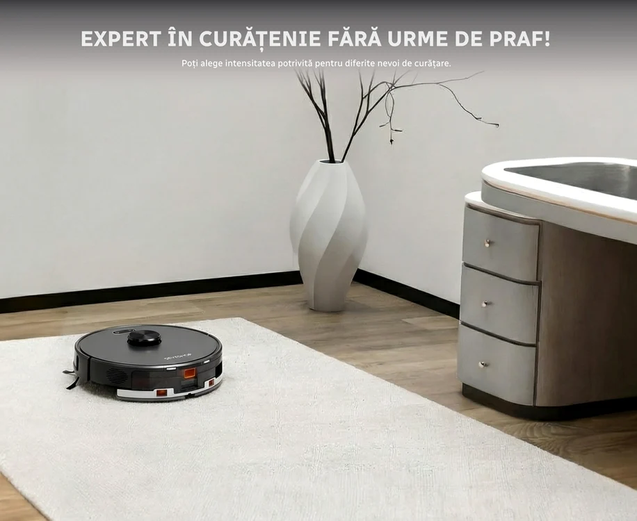 Aspirator robot SeveShop în acțiune într-un living modern