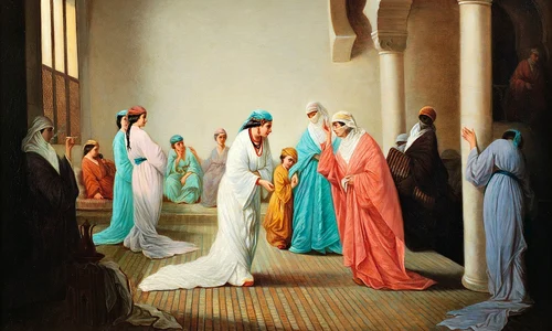 Interiorul unui harem, pictură de Henriette Browne, expusă la Paris în 1861 (© Wikimedia Commons)