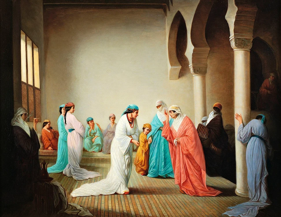 Interiorul unui harem, pictură de Henriette Browne, expusă la Paris în 1861