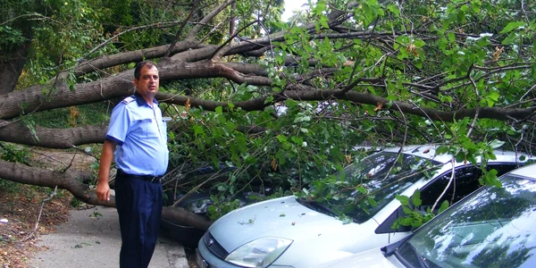 unul din poliţiştii care s-a trezit cu maşina avariată
