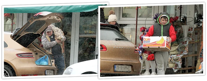 Un vânzător i-a adus sacul de cartofi. Un altul a ieşit cu lada de banane