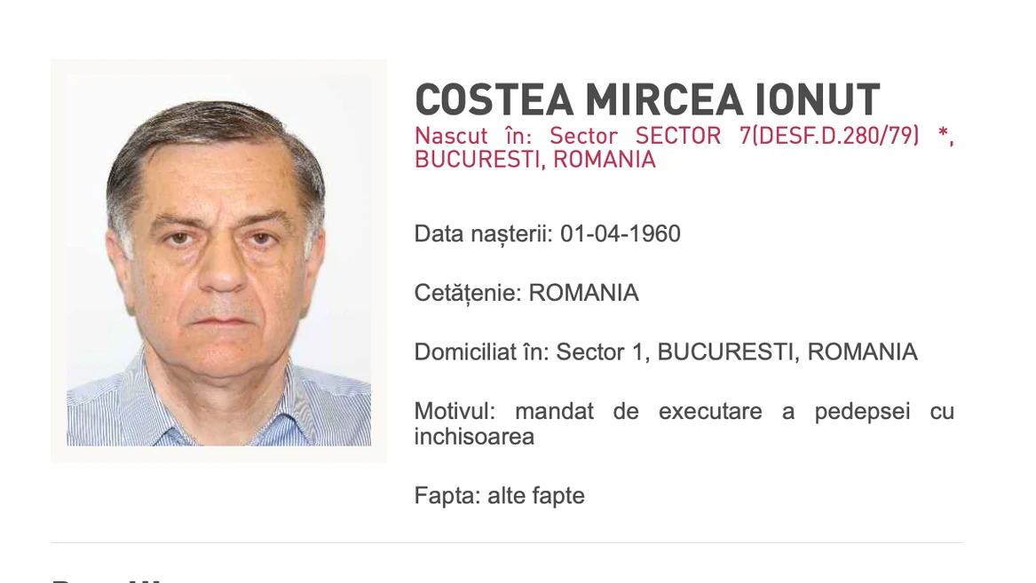 Costea a fost condamnat la șase ani de închisoare. FOTO Poliția Română