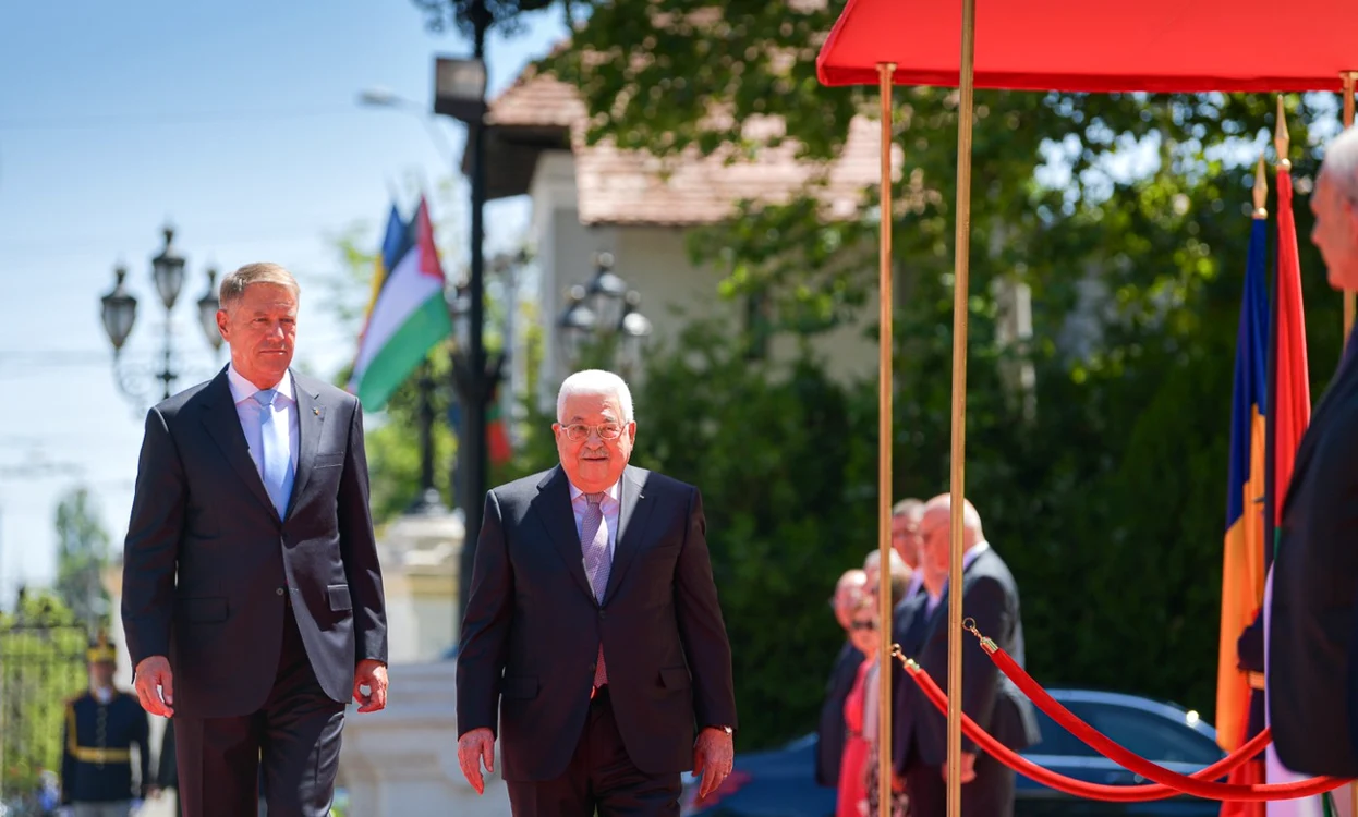 Preşedintele Palestinei, Mahmoud Abbas, alături de Klaus Iohannis FOTO Presidency.ro