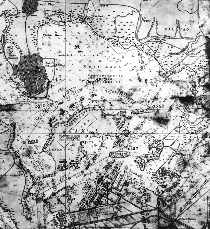 Pearl Harbor, o hartă recuperată dintr-un submarin japonez