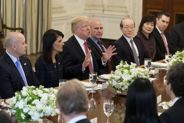 Donald Trump la o întâlnire cu ambasadorii Consiliului de Securitate ONU/ Foto: EPA