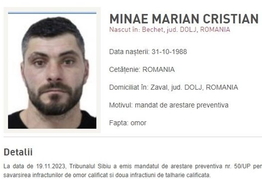 Unul dintre ucigașii omului de afaceri din Sibiu a contestat mandatul de arestare. Minae, zis „Pușcărie“, invocă bâlbele magistraților
