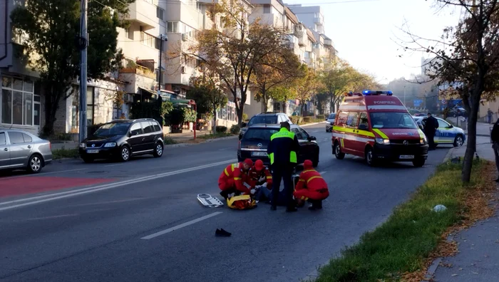 Accidentul grav s-a produs pe b-dul Nicolae Titulescu din Slatina FOTO: Cătălin Fircoiu