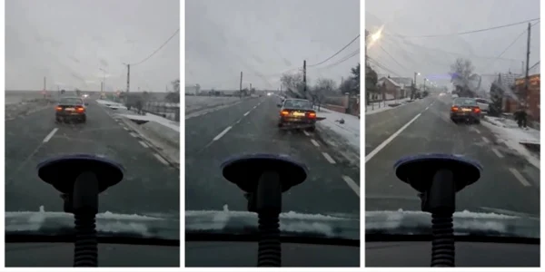 Şoferiţa a evitat la milimetru impactul cu un camion