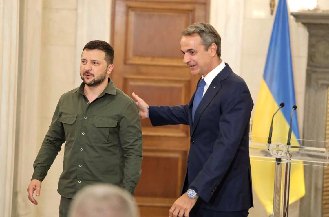 Vladimir Zelenski s-a întâlnit cu premierul grec Kyriakos Mitsotakis la Odessa FOTO EPA-EFE