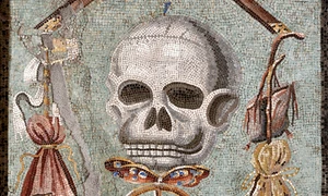 Mozaicul Memento Mori descoperit la Pompeii (© Museo Archeologico Nazionale di Napoli)