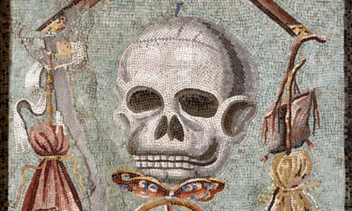 Mozaicul Memento Mori descoperit la Pompeii (© Museo Archeologico Nazionale di Napoli)