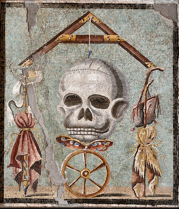 Mozaicul Memento Mori descoperit la Pompeii (© Museo Archeologico Nazionale di Napoli)