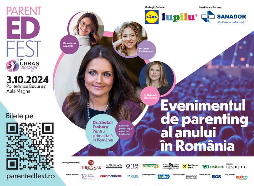 Ia-ți bilet la evenimentul de parenting al anului! Prima ediție a ParentED Fest aduce în premieră la București experți recunoscuți la nivel global