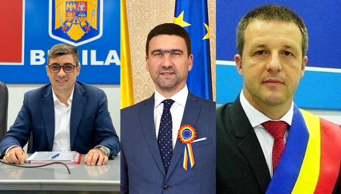 Francisk Iulian Chiriac, preşedintele CJ Brăila (stânga), prefectul Cătălin Boboc şi primarul Brăilei Foto: paginile personale/Facebook