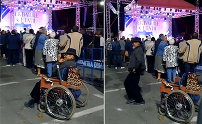 Bătrânul n-a rezistat melodiei antrenate şi a început să ţopăie, spre stupefacţia spectatorilorFoto: Facebook/Felician Marcu