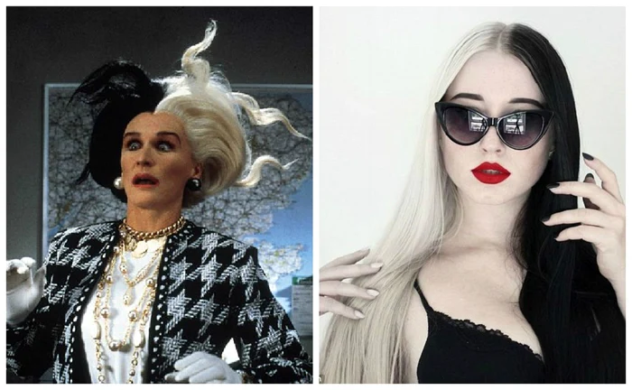 Cruella de Vil (dreapta) a devenit un model pentru tinere precum Jelka W (stânga), o fotografă daneză în vârstă de 20 de ani. FOTO Daily Mail