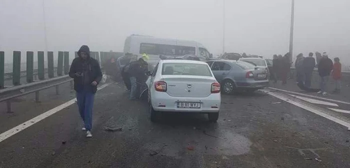 Accidentul în lanţ a avut loc pe A2 FOTO Digi TV