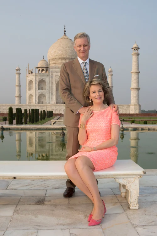 Mathilde şi soţul ei la Taj Mahal