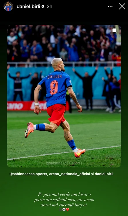 Mesajul transmis de către Daniel Bîrligea, pe Instagram Story