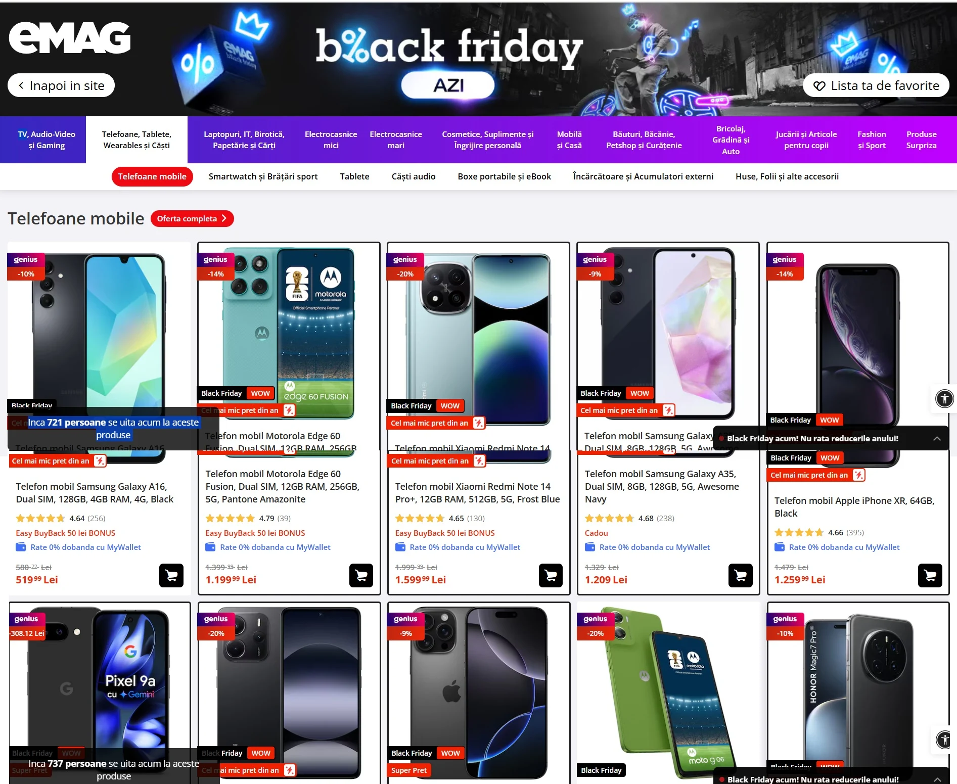 Cele mai mari reduceri, chiar de peste 3.000 de lei și cele mai apreciate telefoane din oferta eMAG de Black Friday 2025