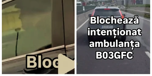 Șofer care blochează ambulanța FOTO captură video 