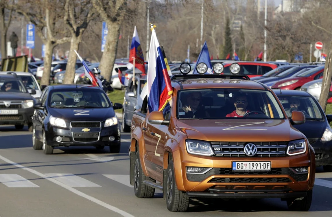 Manifestatie pro Rusia la Belgrad FOTO EPA-EFE
