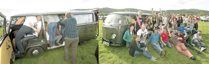 S-au căţărat unul peste altul, până au reuşit să urce în vehicul