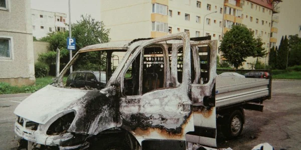 Maşina a ars în proporţie de 90%. Foto: IPJ Braşov