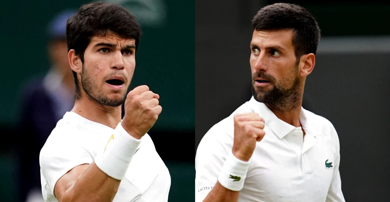 Carlos Alcaraz și Novak Djokovici, eroii unei finale de zile mari la Wimbledon. Foto Skysports