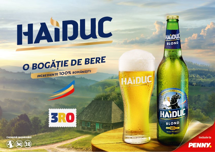 PENNY România relansează Berea Haiduc: o nouă rețetă cu ingrediente 100% românești, într-un nou ambalaj