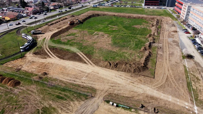 Șantierul stadionului Eroii Timișoarei FOTO PMT