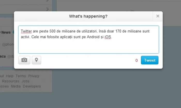 Aceasta este fereastra prin care utilizatorii pot publica mesaje pe Twitter. FOTO: NationalPost