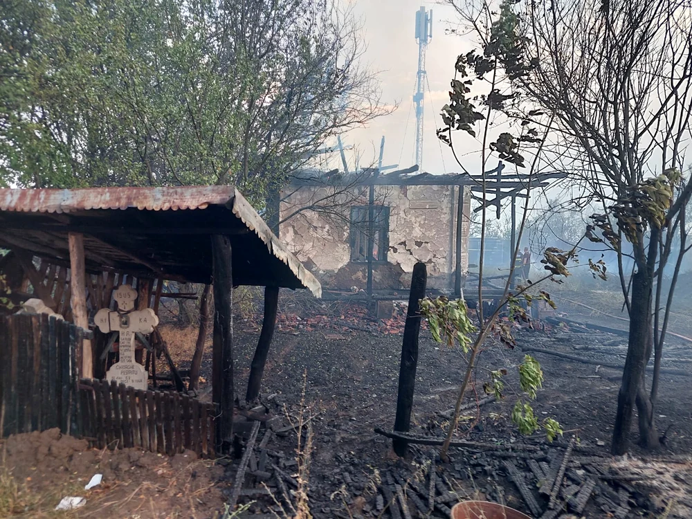 O casă de la marginea lăstărișului cuprins de flăcări a ars FOTO: arhiva Iulian Bărăscu