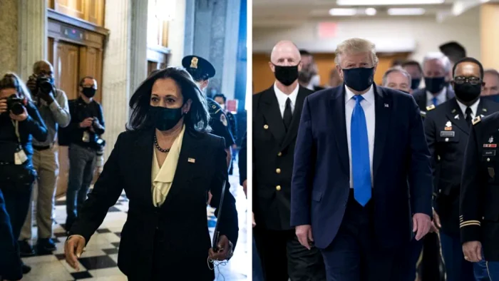 Kamala Harris și Donald Trump în timpul pandemiei de COVID FOTO via BBC