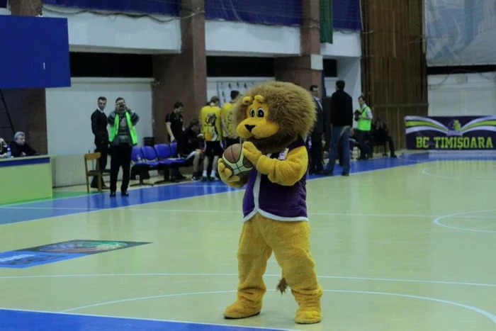 Simpatica mascotă a celor de la BC Timişoara face atmosferă în Sala Olimpia