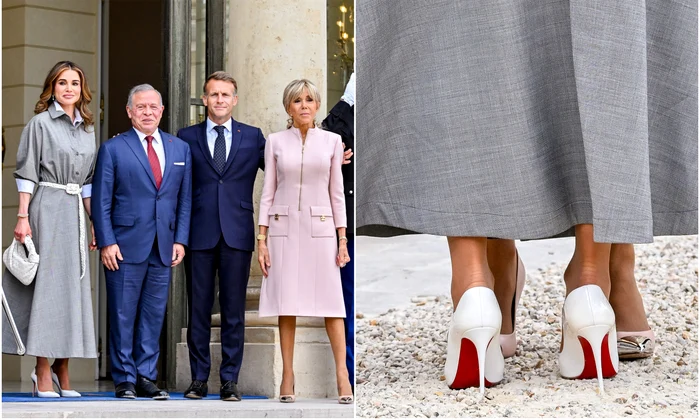 Regina Rania, Regele Abdullah, Emmanuel Macron și Brigitte Macron Profimedia jpg