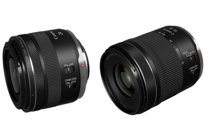 Obiective Canon RF full frame, RF 24mm F1.8 MACRO IS STM şi RF 15-30mm F4.5-6.3 IS STM.