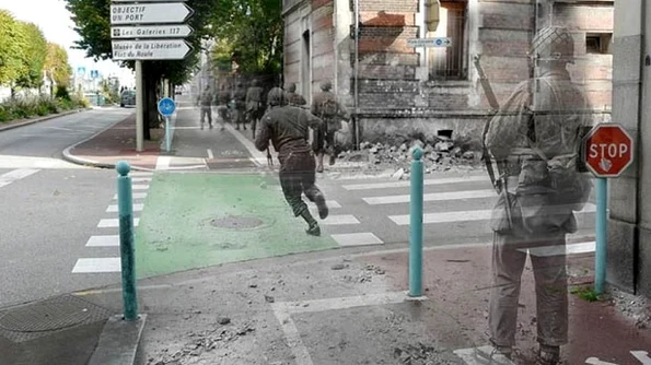 Fantome ale celui de al Doilea Război Mondial Soldați din cel de al Doilea Război Mondial fotografiați pe străzile din Franța de azi FOTO jpeg