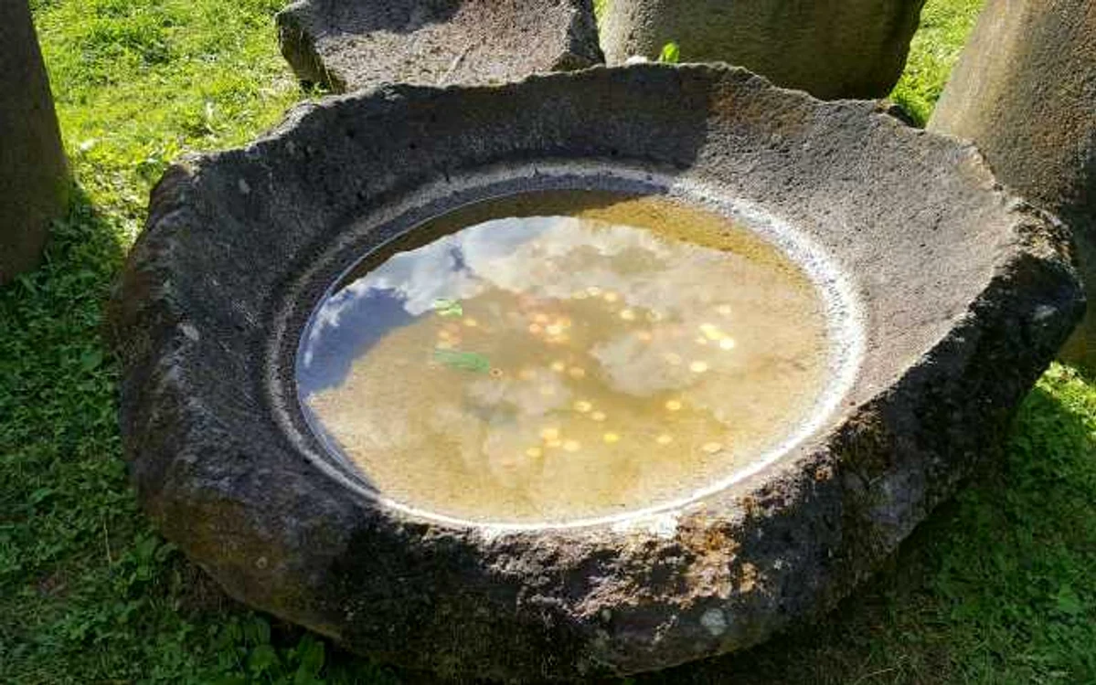 Vasul antic de andezit. FOTO: Aurora Peţan / Sarmizegetusa Regia - pagină neoficială. FACEBOOK.