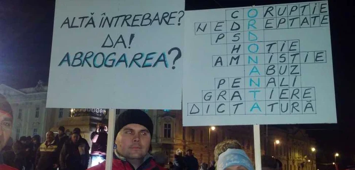 Arădenii poartă diverse pancarte FOTO Claudia Untaru
