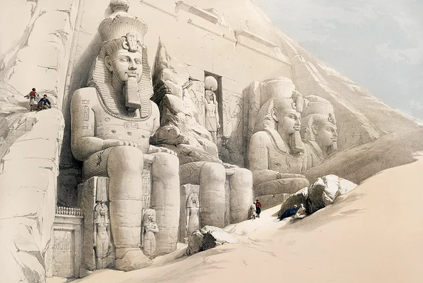 Templul de la Abu Simbel (desen de la mijlocul secolului al XIX-lea)