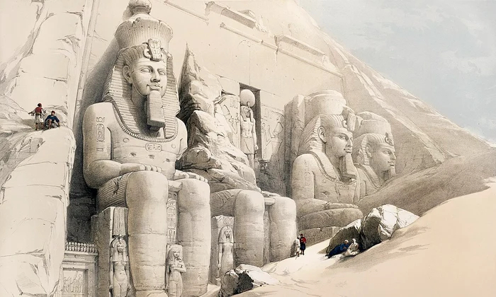 Templul de la Abu Simbel (desen de la mijlocul secolului al XIX-lea)