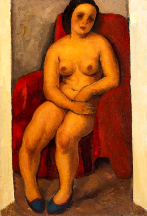 Nud în fotoliu roșu [1933-1934] Nicolae Tonitza. FOTO artmark