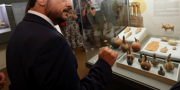 Președintele Ciprului Nikos Christodoulides la deschiderea expoziției de artefacte jefuite Sursă Biroul de presă Președinția Ciprului