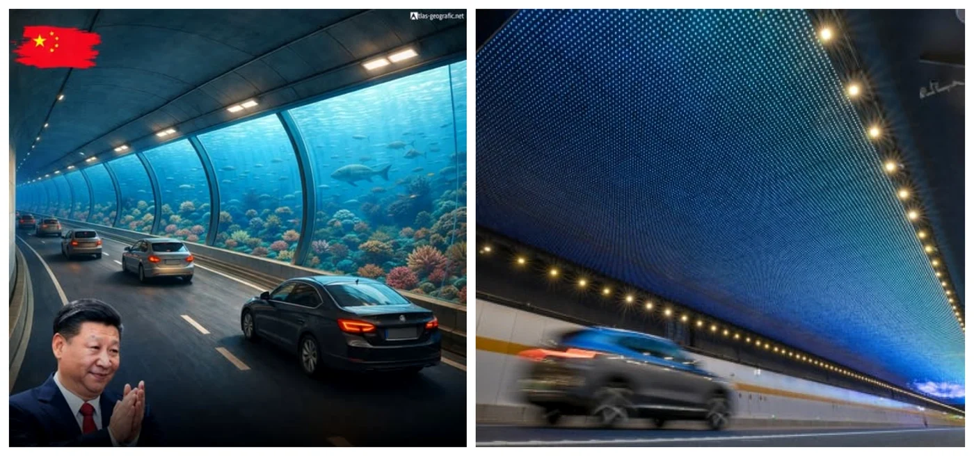 Cel mai lat tunel subacvatic se află în China / FOTO: Colaj FB Atlas Geografic / arhivă presă