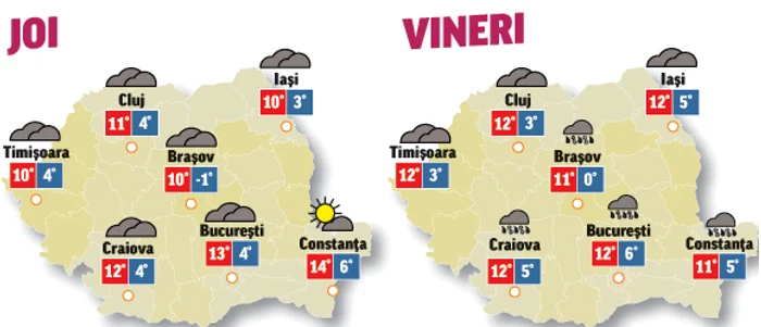 Prognoza meteo anunță vreme închisă pentru următoarele două zile