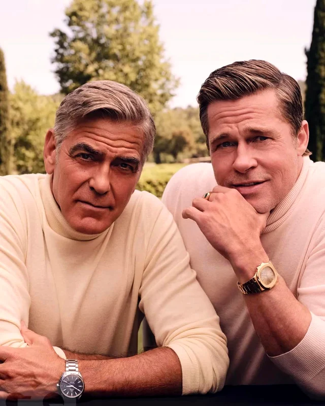 Brad Pitt și George Clooney în GQ, Instagram